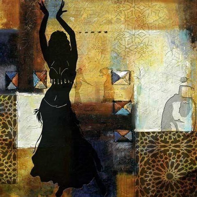 Safaary - Marokkaanse Schilderij Arabic Belly Dance Goud