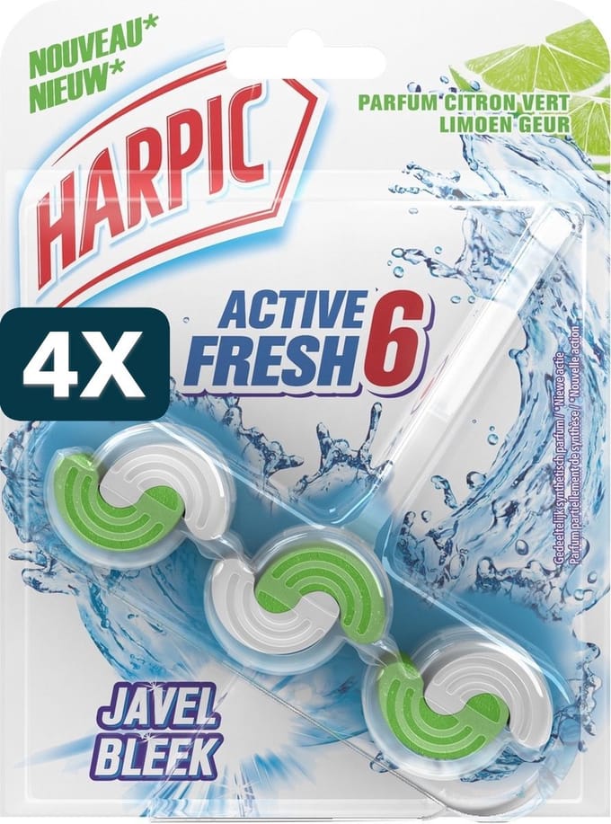 4 x Harpic Acitve Fresh 6 - Toiletblok - Bleek