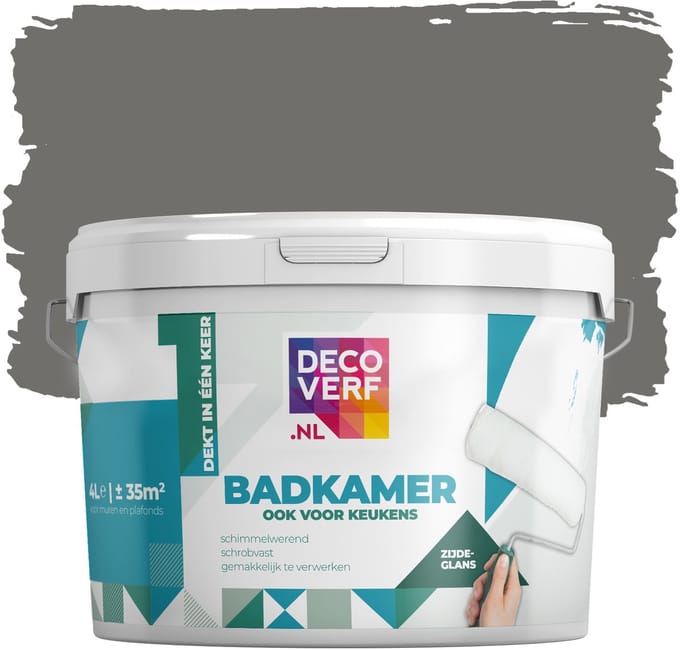 Decoverf badkamerverf authentiek grijs, 4L