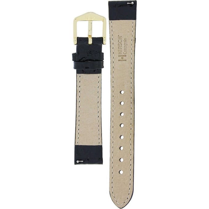 Hirsh Horlogeband -  Crocograin Zwart - Leer - 16 mm