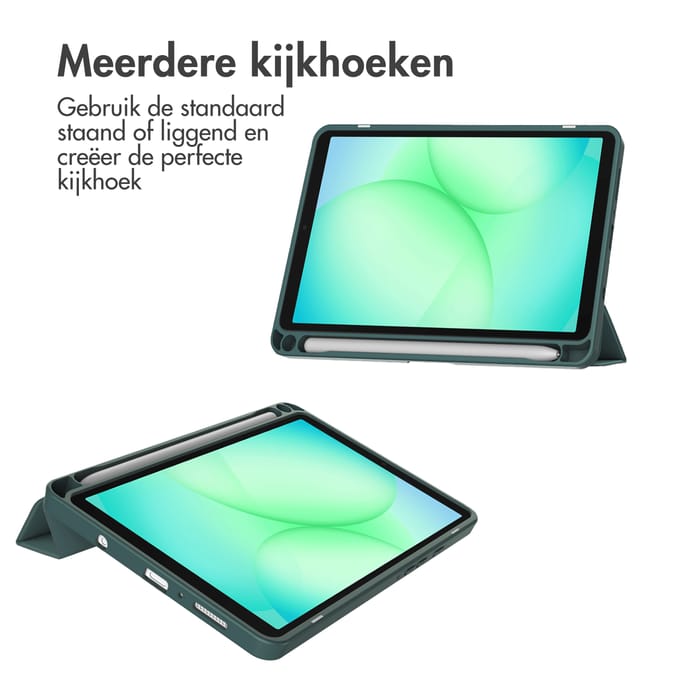 imoshion Tablet Hoes - Geschikt voor Samsung Galaxy Tab A9 Plus / Galaxy Tab A11 Plus - Trifold Hardcase Bookcase - Groen