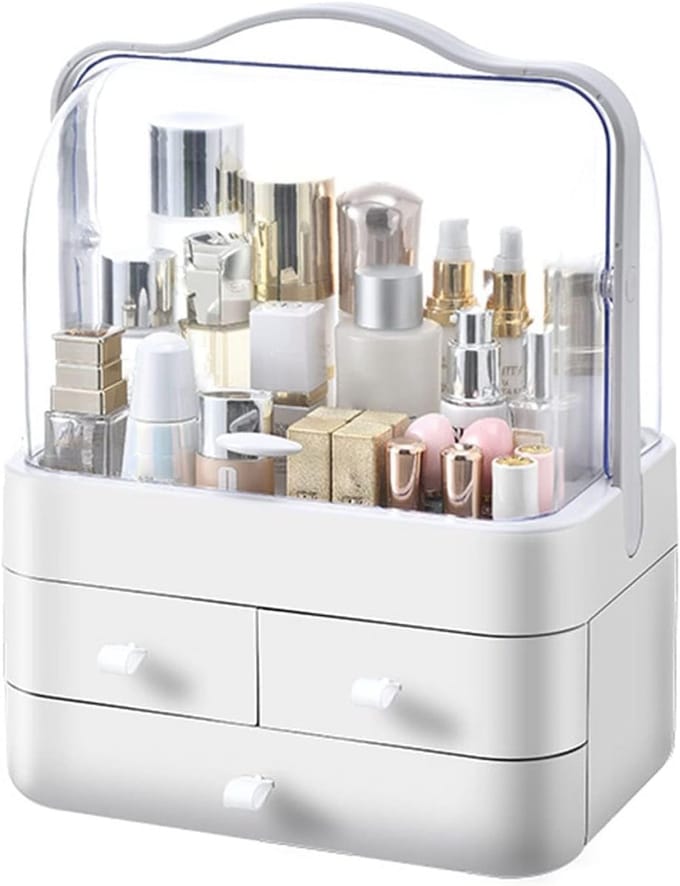 Famanu - Makeup Organizer - Stofdicht Cosmetica Box - Grote Capaciteit - Wit