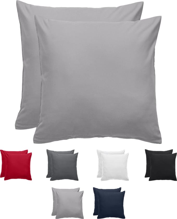 Komfortec Set van 2 Premium Kussenslopen 80x80 cm - Superzachte Kussenhoes – 100% - Geborsteld Polyester - 90g/m²- Grijs