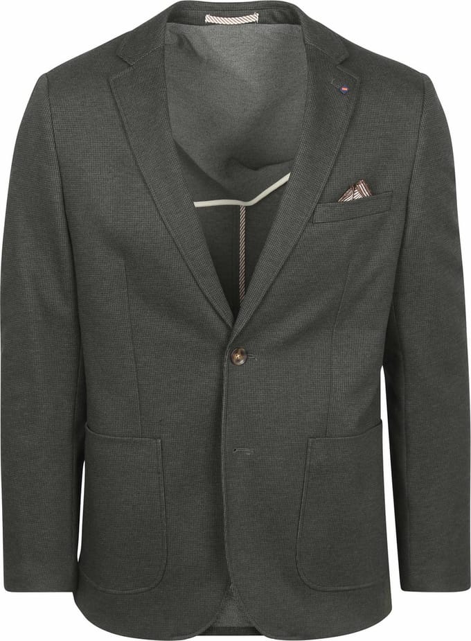 Suitable Colbert Fame Pied de Poule Donkergroen - Maat 46 - Heren blazer