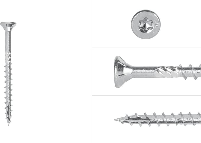Wovar Spaanplaatschroeven Verzinkt 4 x 55 mm Torx 20 Deeldraad | Doos 200 Stuks