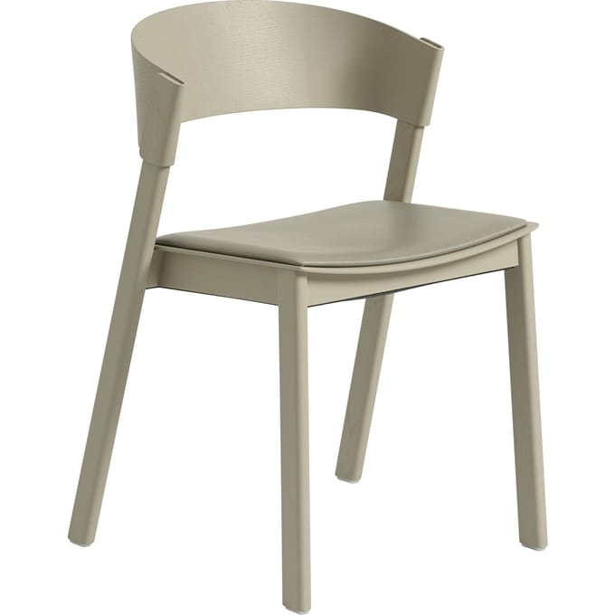 Muuto Cover Side stoel met leerbekleding. - Refine Leather Stone / Dark Beige