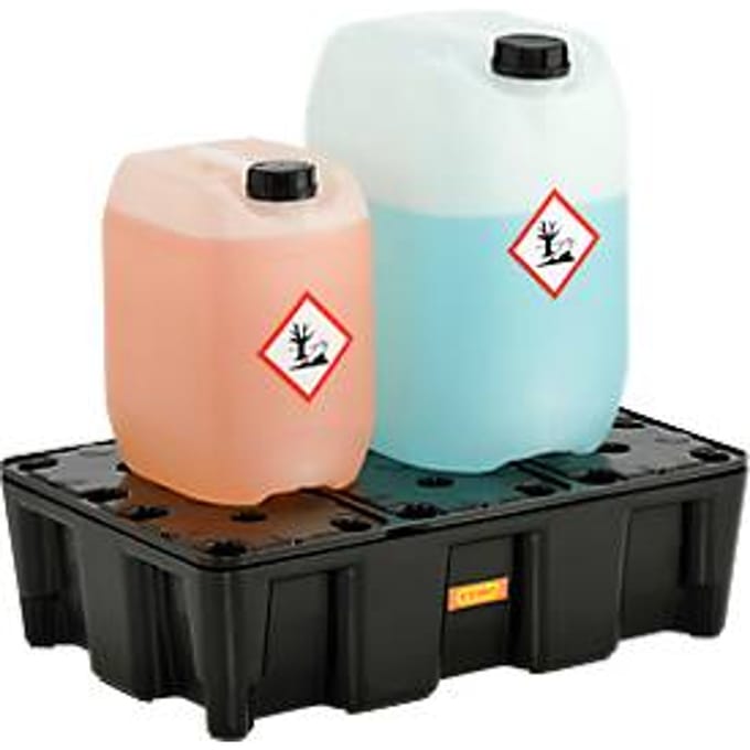 PE lekbak 25HD, gemaakt van polyetheen, 100% recyclebaar, met PE rooster