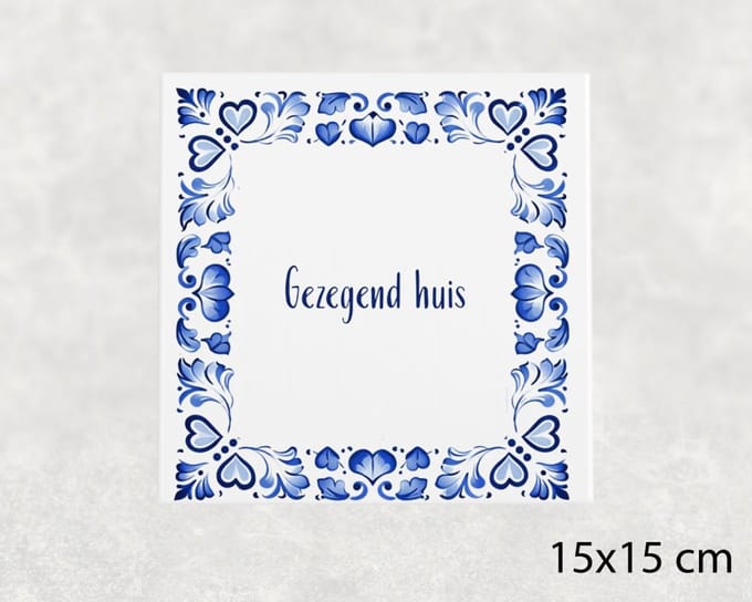 Spreuk tegel 15x15 cm Gezegend huis
