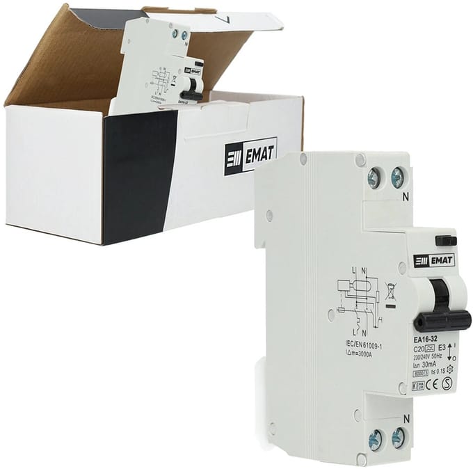 EMAT aardlekautomaat C20 1P+N 30mA Type A (85006007)