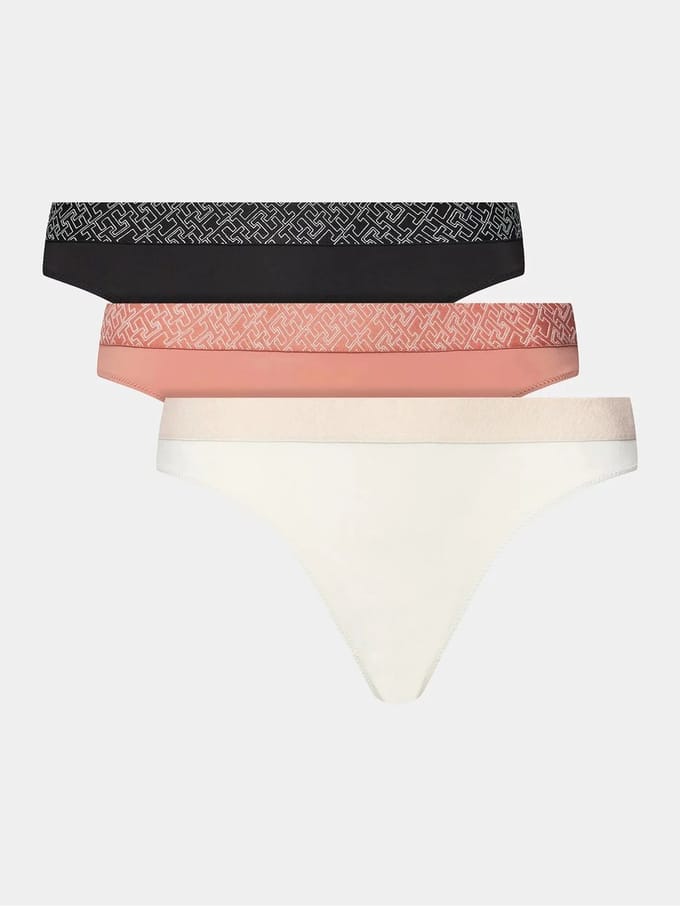 Tommy Hilfiger - 3-pack Strings - Roze/Beige/Zwart - M