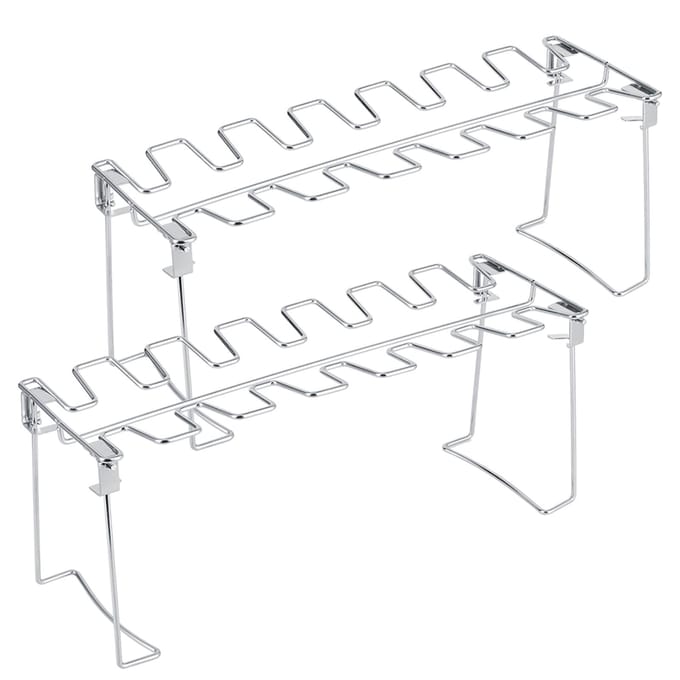2 stuks Roestvrij Staal Kipvleugel Poot Grillrek Opvouwbaar Barbecue Oven Braadstandaard white