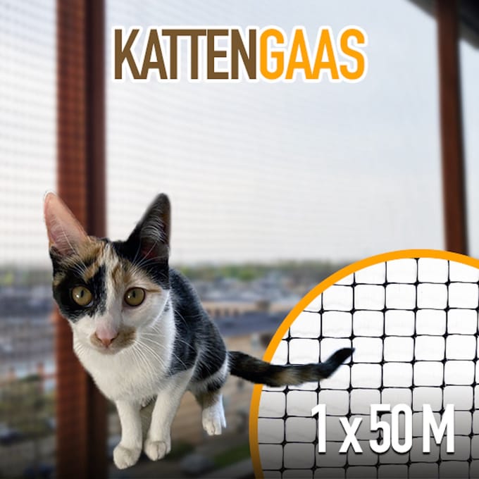 Kattengaas 1M breed X 50M lang kattennet - katten gaas.