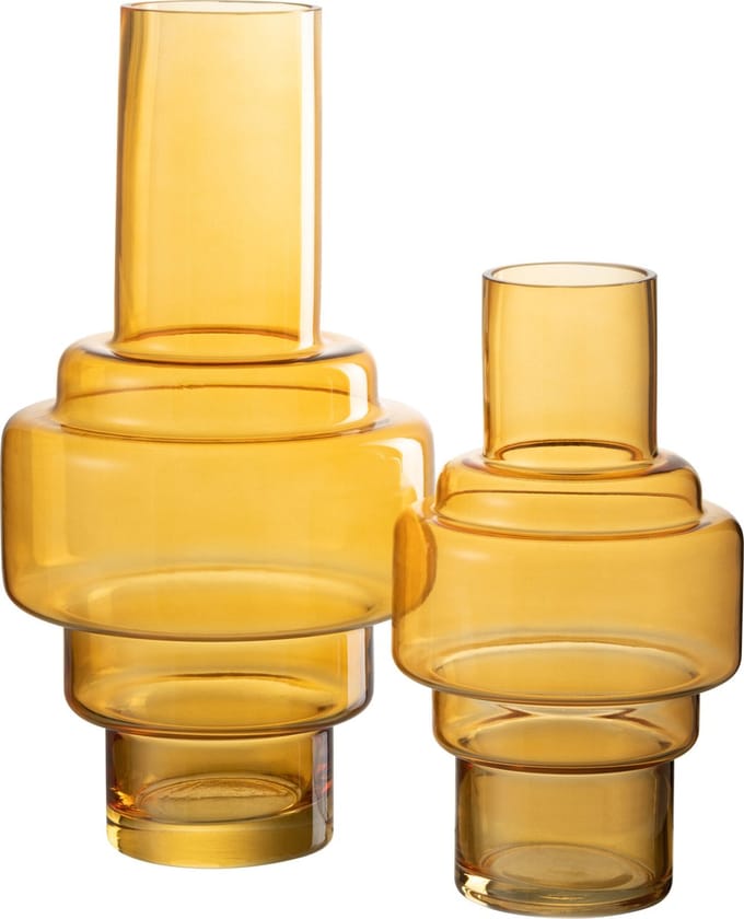 J-Line vaas Rino - glas - oker - large - 36 cm hoog