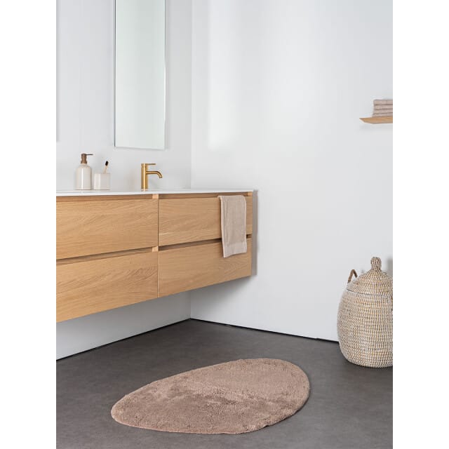 Badmat Beach - Taupe 60 x 80 cm - Asymmetrische Katoenen Badmat