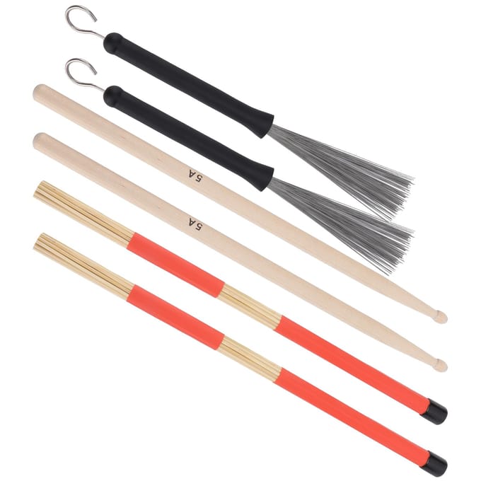 Drumstokken Set 5A Klassiek Ahorn Houten Instrument Accessoire met Intrekbare Borstels voor Jazz beige