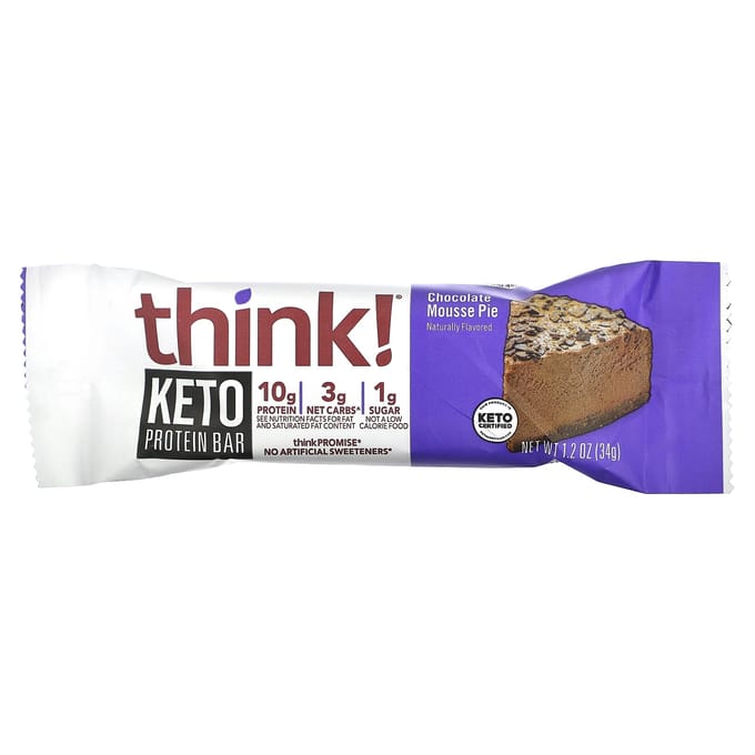 Denken!, Keto Proteïne Reep, Chocolade Mousse Taart, 5 repen, 34 g (1,2 oz) elk