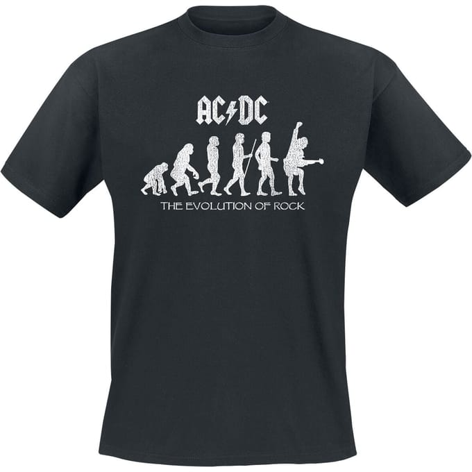 AC/DC T-shirt - Evolution Of Rock - S tot 5XL - zwart