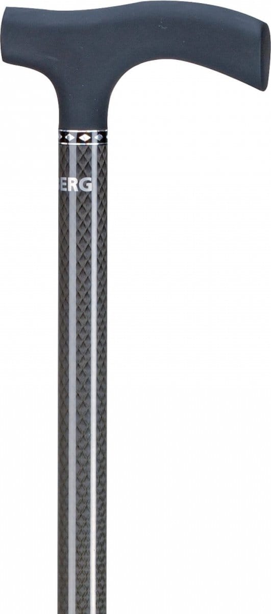 Wandelstok Able2 opvouwbaar carbon soft recht handvat zwart