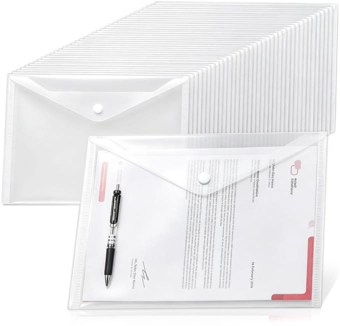 Dailygoods - Documententas A4, 35 Stuks, Waterdichte Transparante Mappen