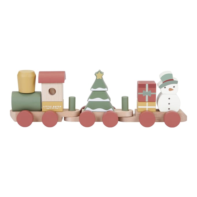 Little Dutch Kerst Blokkentrein Stapeltrain - Multikleur, 38,5 x 6,8 x 11 cm
