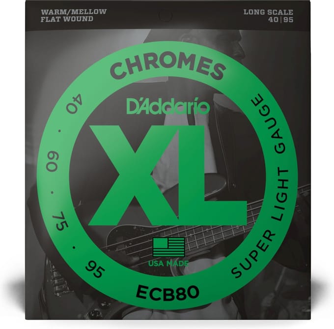 D'Addario ECB80 Bassnaren Flatwound Chromes (40-95) Super Light