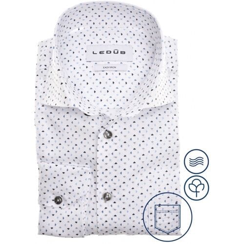 Ledûb Overhemd Multitone Triangle-Dot Fantasy Wit-Blauw / male