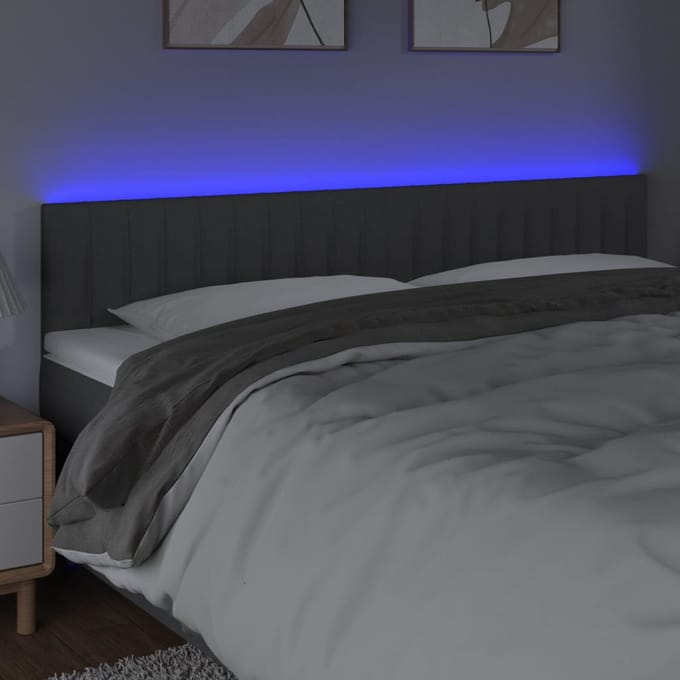 vidaXL - Hoofdbord - LED - 160x5x78/88 - cm - stof - donkergrijs