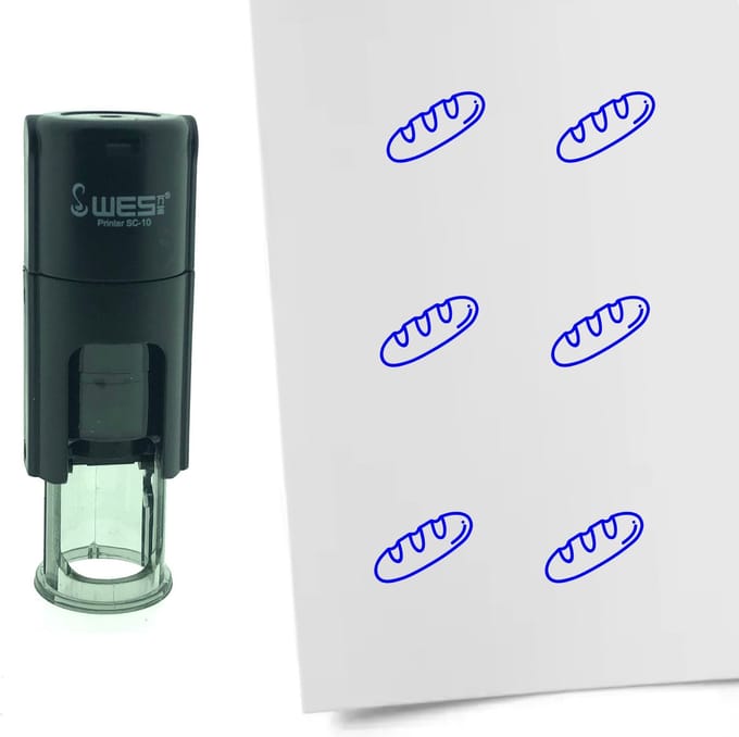 CombiCraft Stempel Stokbrood 10mm rond - blauwe inkt