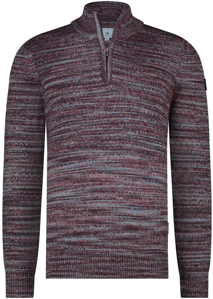 State Of Art Half Zip Trui Melange Bordeaux - Maat 3XL - Heren - Pullovers