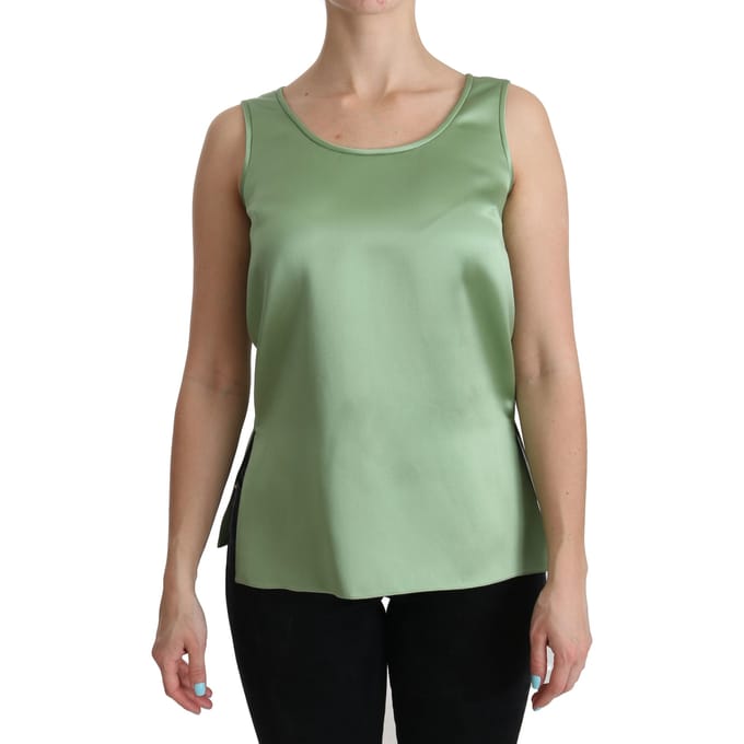 Dolce & Gabbana Groene Mouwloze 100% Zijde Tank Blouse