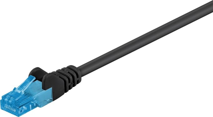 Goobay CAT 6a netwerkkabel, U/UTP, zwart, kopergeleider, halogeenvrije kabelmantel (LSZH), 10 m