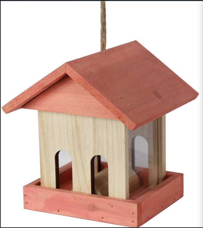 Muntel® Vogelvoederstation - Voerbak - Hout - Rood - 19 x 16 x 13.5 cm