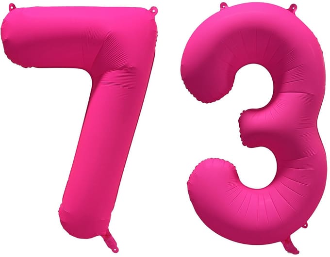 Folieballon 73 jaar - Neon Roze - 86 cm