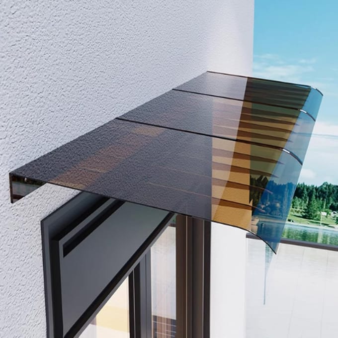Buitendeur Luifel - Regenbescherming - Buiten Leven - Solide Polycarbonaat - 60x150cm - Bruin