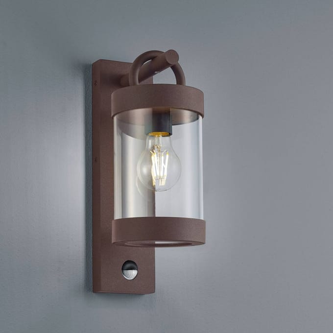 TRIO SAMBESI - Wandlamp - Roestkleur - excl. 1x E27 4W - Bewegingssensor - Buitenverlichting - IP44
