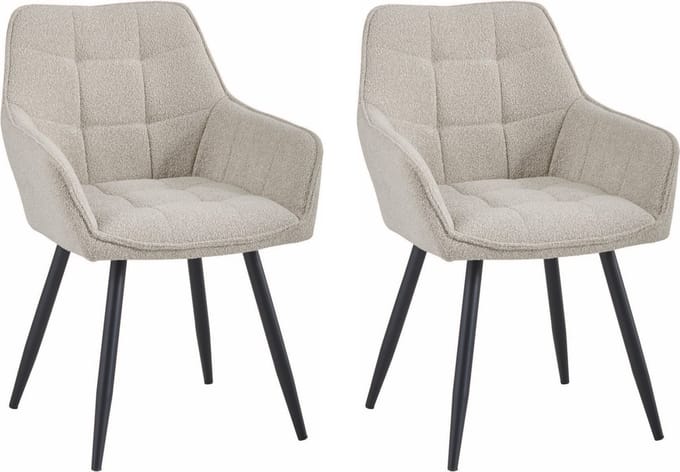 Colenis® - Oriana Eetkamerstoelen - Set Van 2 - Beige - Bouclé - Velvet - Industrieel