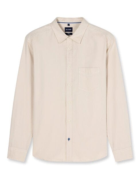 OLYMP Casual Overhemd, Regular Fit, Kent, Beige