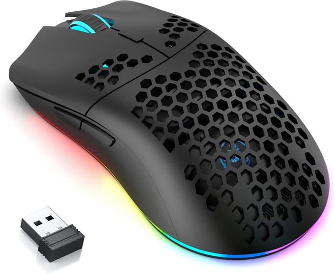 ElementKey HK2 Gaming 2.4 USB Muis - RGB-Licht 1600DPI - 7-knoppen - Honeycomb Style – Zwart
