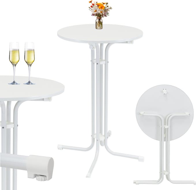 Klapbare bartafel Ø 70 cm hoogte 110 cm stalen gastentafel Feesttafel Bistrotafel Tuintafel in wit