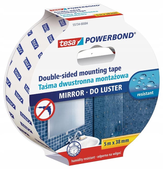 Tesa POWERBOND - Dubbelzijdige Montagetape - 5 m - Waterdicht - 38 mm