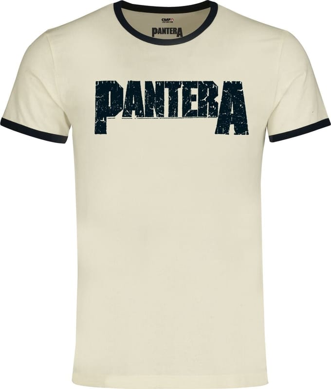 Pantera Logo - Ringer Shirt Heren T-shirt - gebroken wit - XL