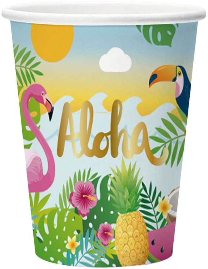 Globos Aloha Paper Cups 210ml - 8 pcs.