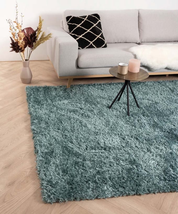 Hoogpolig vloerkleed velours Posh - turquoise 80x150