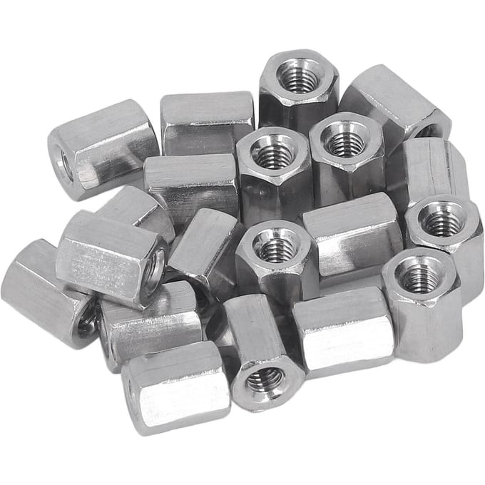 20PCS Écrou d'accouplement hexagonal Acier inoxydable Inoxydable M4 X 0.7 8 L10mm Écrous de connecteur 6 faces pour l'installation