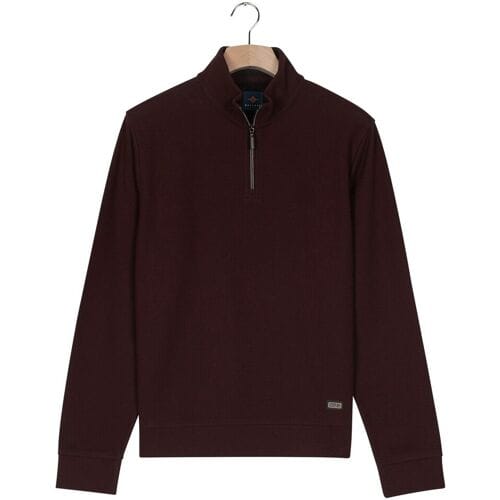Baileys Trui Sweat Half Zip Jacquard Fabric Fine Allover Texture Dark Mauve / male