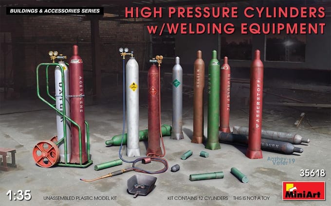MiniArt Modelbouwpakket Militaire voertuigen - 35618 High pressure cylinders w Welding equipment Plastic - 1:35 - Modelbouw