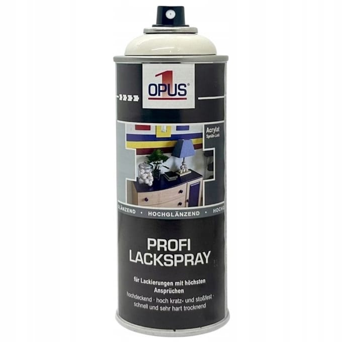 Opus1 - acryl lak spray - RAL 9010 - 400 ml - sneldrogend hoogglans wit
