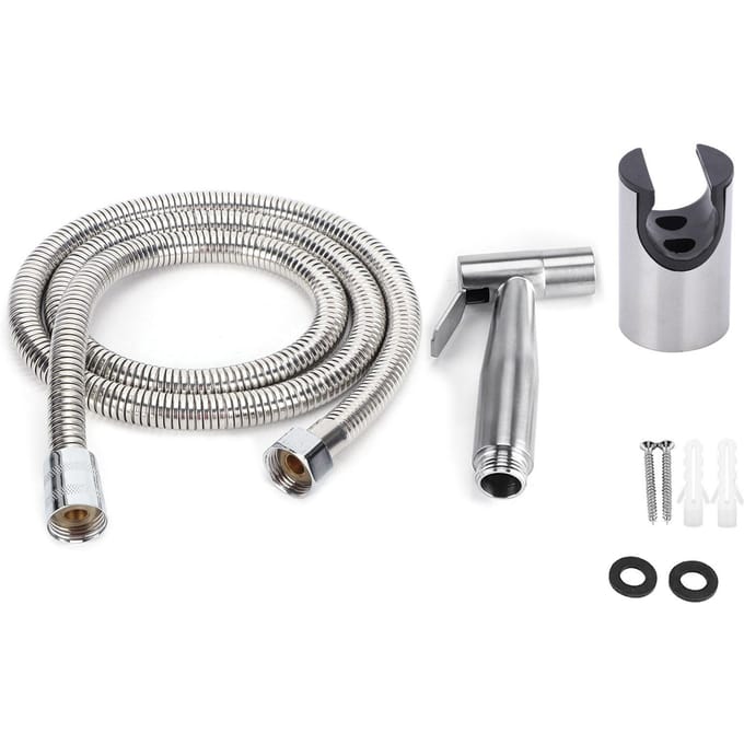 3 Stuks RVS Handheld Bidetsproeier Set met Slang en Houder Toilet Was Douche Kit gray