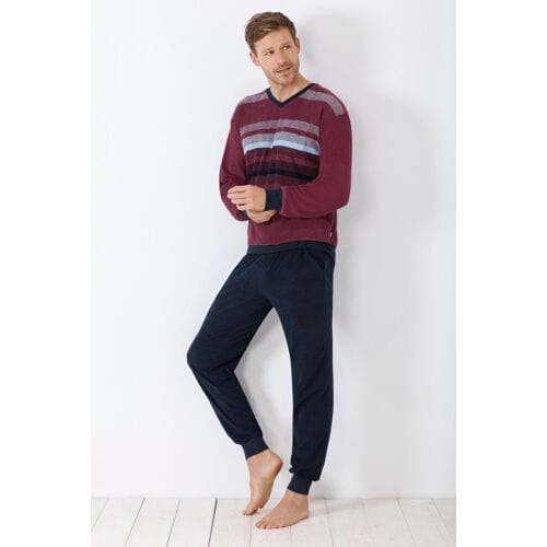 Badstof heren pyjama rood Hajo - Rood - Maat - 58