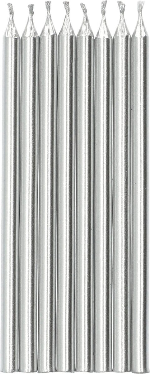 Folat - Kaarsjes Zilverkleurig 10 cm (24 stuks)
